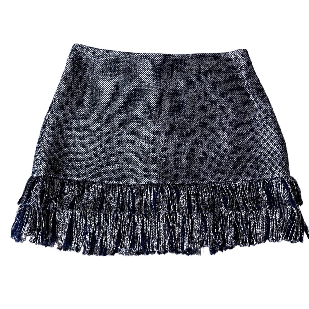 STS Sail to Sable Wool Blend Fringed Tweed Skirt‎ sz 8
